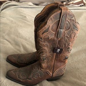 JB Dillon women’s cowgirl boots size 7B brown leather